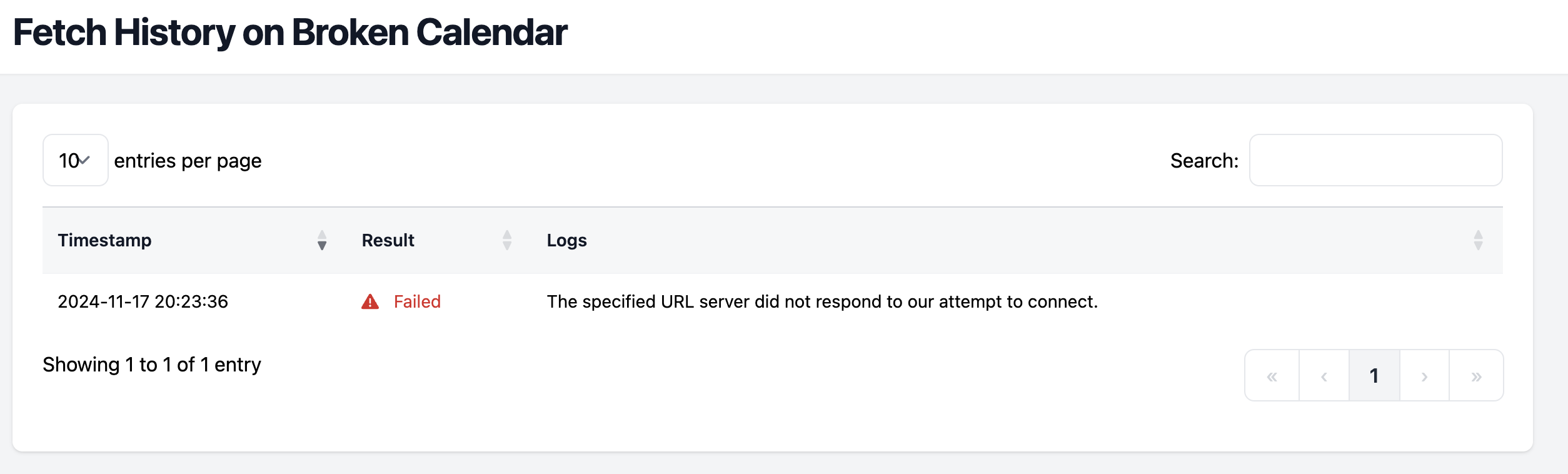 Fetch history page example