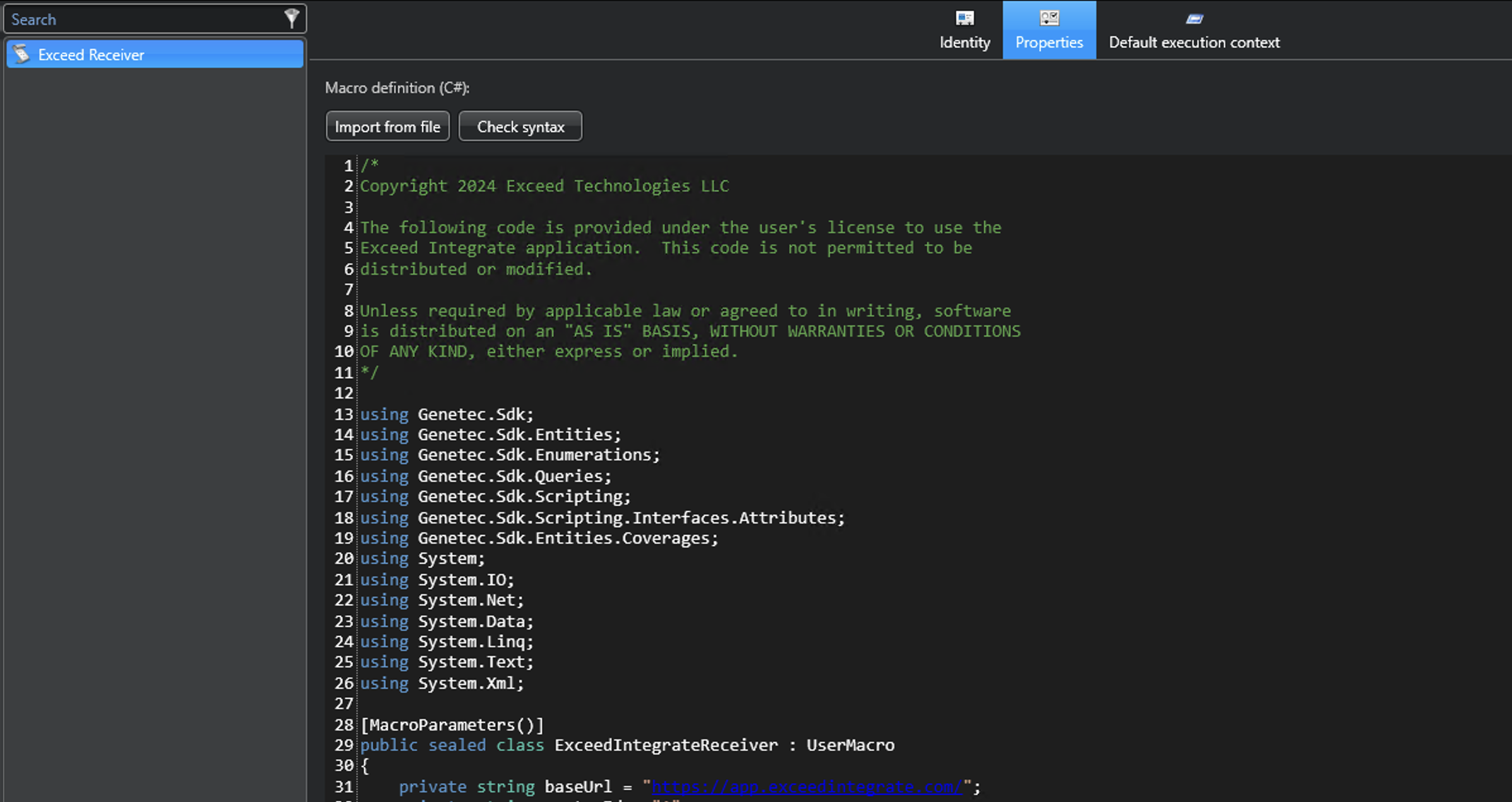 Macros task in Genetec