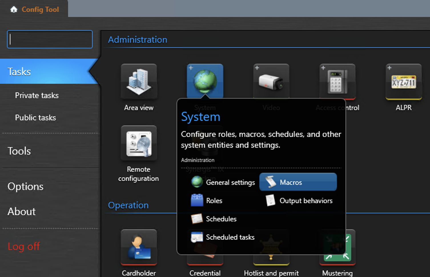 Macros task in Genetec