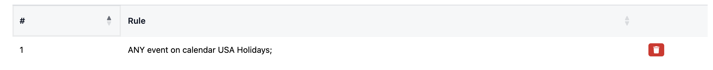 Screenshot of the add schedule rule list screen